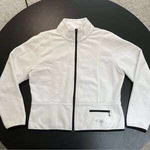 Gear for Sports White Fleece Zip Jacket Palm Tree Crescent Logo Size L